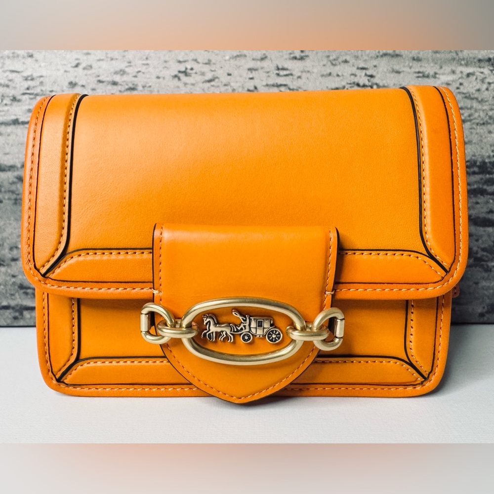NWT Coach Hero Crossbody Bag in Glovetanned Leather Papaya C8441